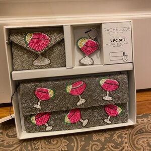 Rachel Zoe Beaded Clutch with Pink and Silver Accents